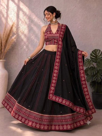 Navaratri Special Ajrakh Cotton Mirror Work Chaniya Choli