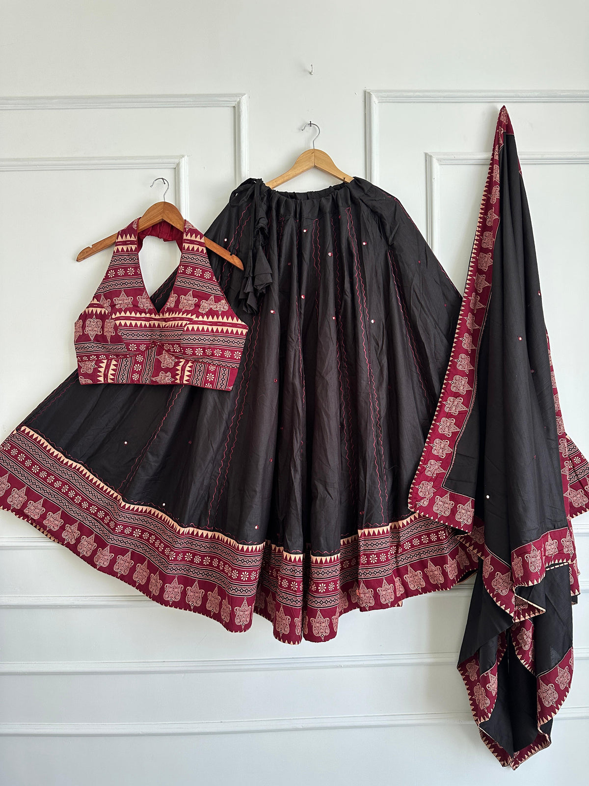 Navaratri Special Ajrakh Cotton Mirror Work Chaniya Choli
