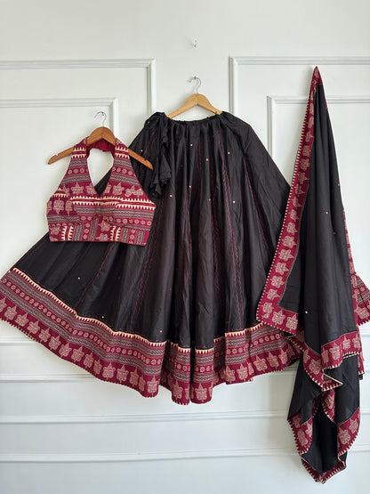 Navaratri Special Ajrakh Cotton Mirror Work Chaniya Choli