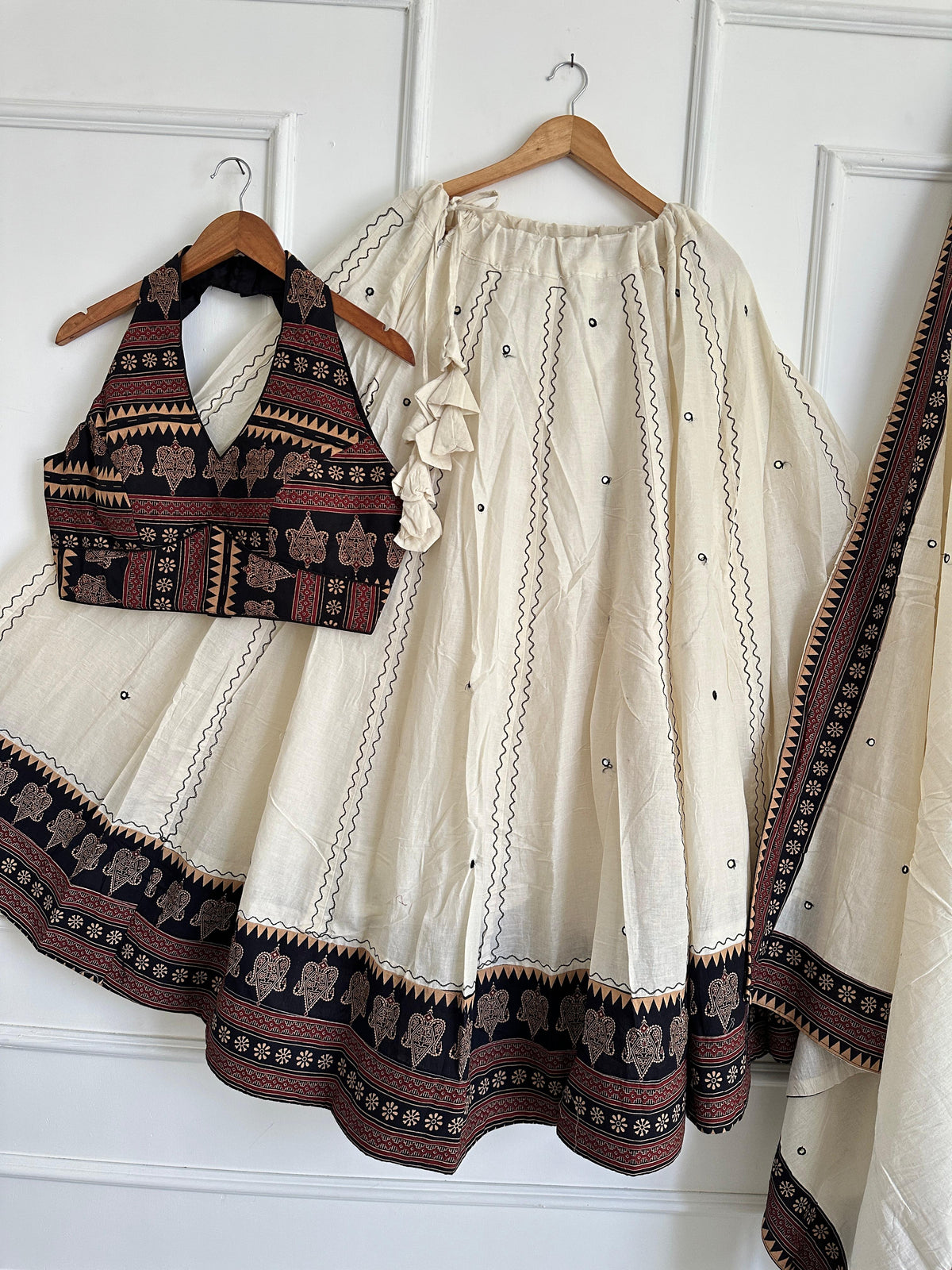 Navaratri Special Ajrakh Cotton Mirror Work Chaniya Choli