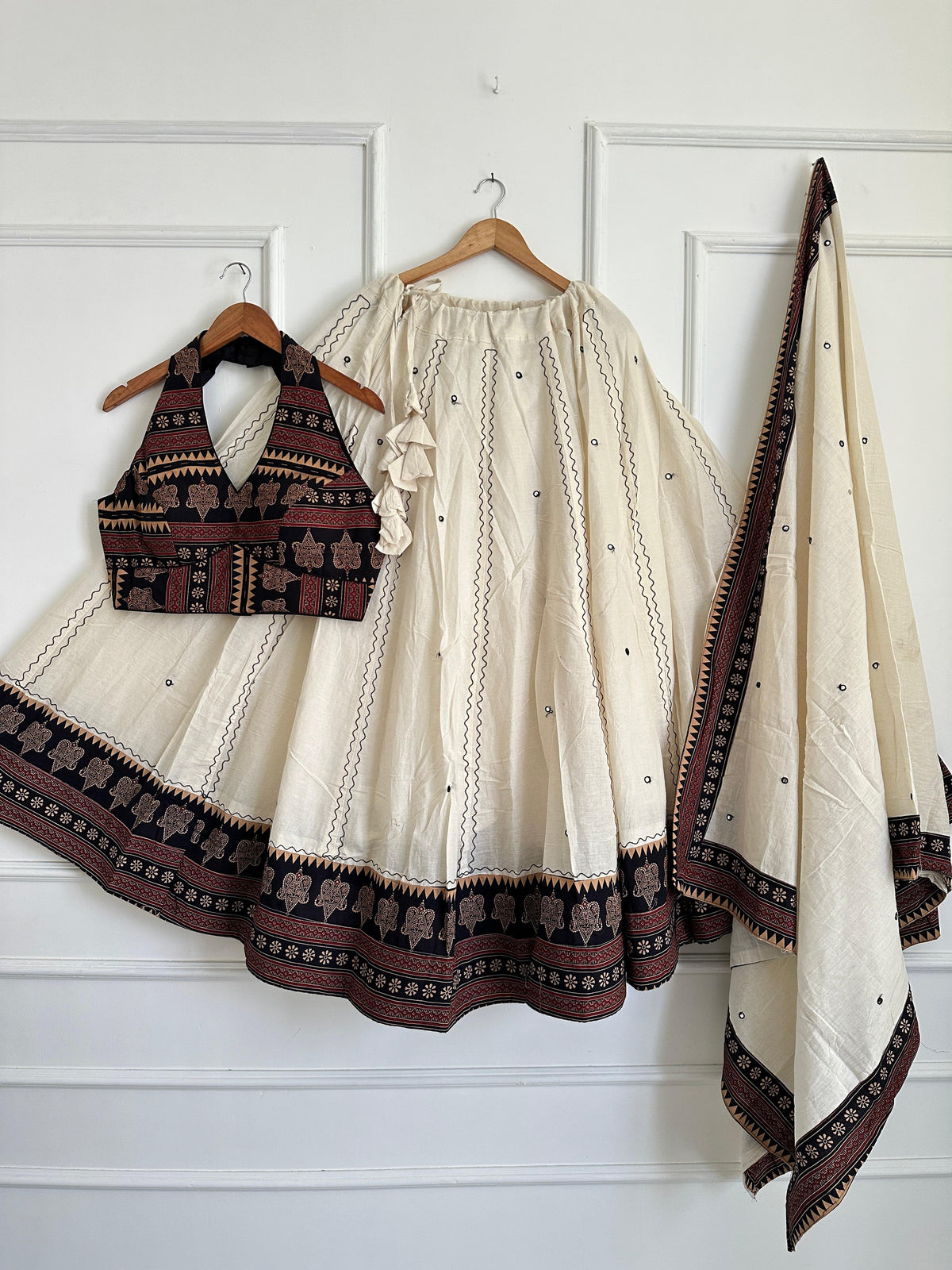 Navaratri Special Ajrakh Cotton Mirror Work Chaniya Choli