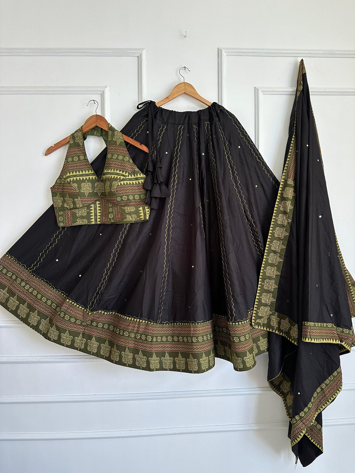 Navaratri Special Ajrakh Cotton Mirror Work Chaniya Choli
