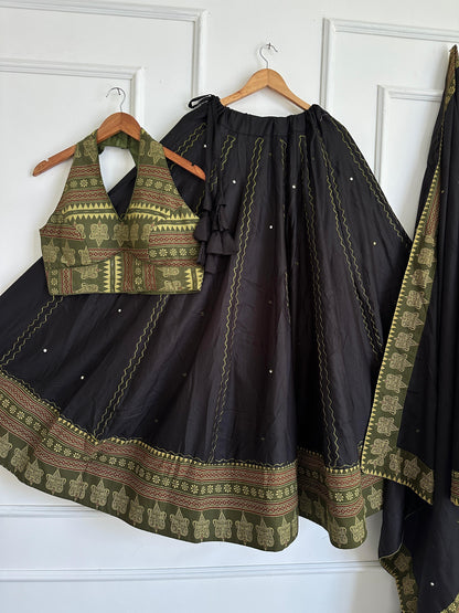 Navaratri Special Ajrakh Cotton Mirror Work Chaniya Choli
