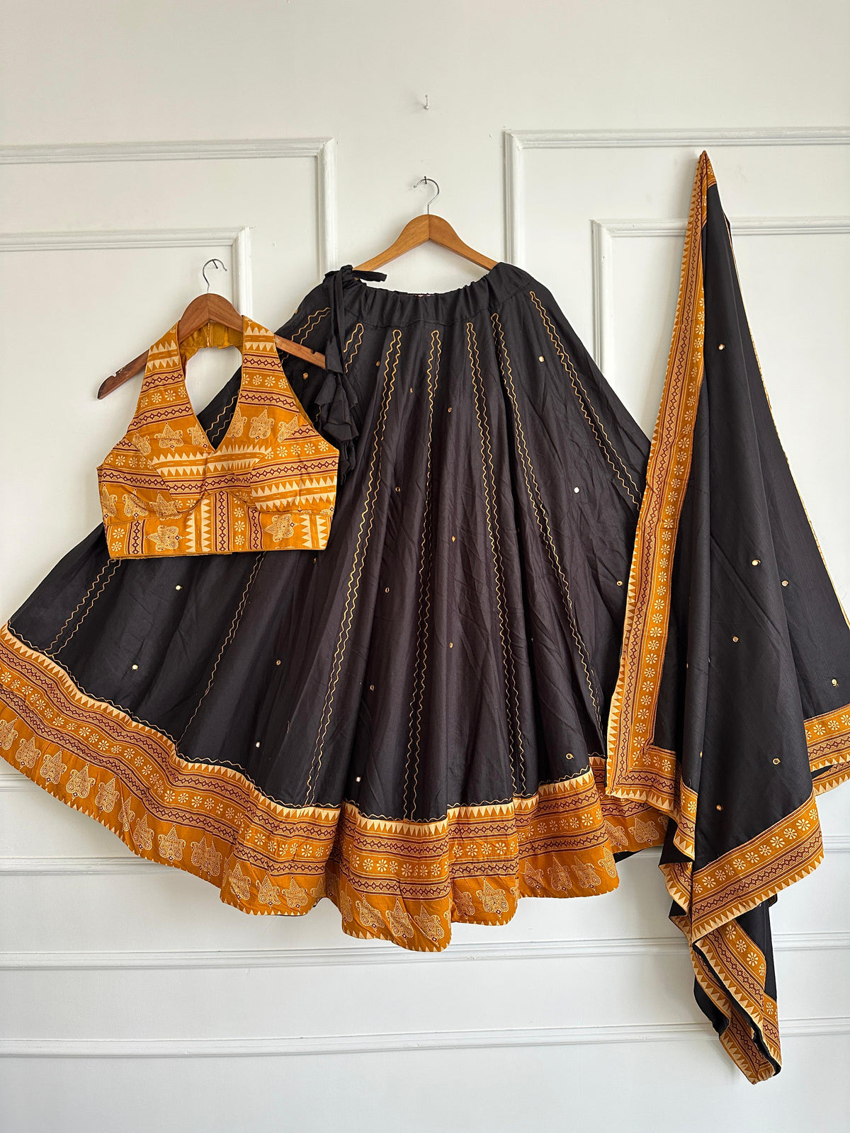Navaratri Special Ajrakh Cotton Mirror Work Chaniya Choli