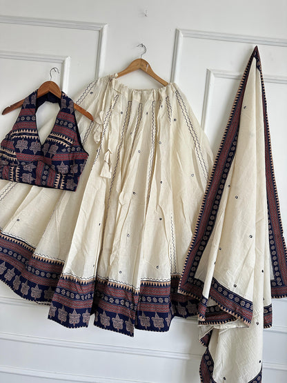 Navaratri Special Ajrakh Cotton Mirror Work Chaniya Choli