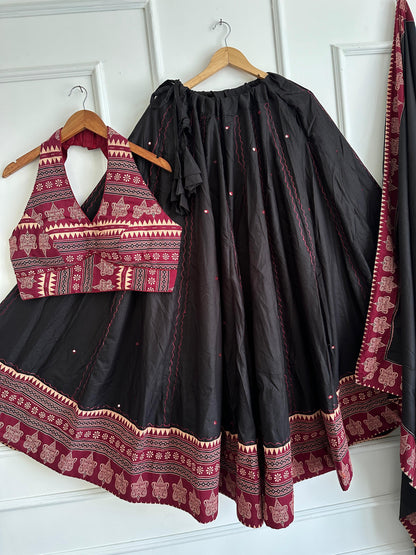 Navaratri Special Ajrakh Cotton Mirror Work Chaniya Choli