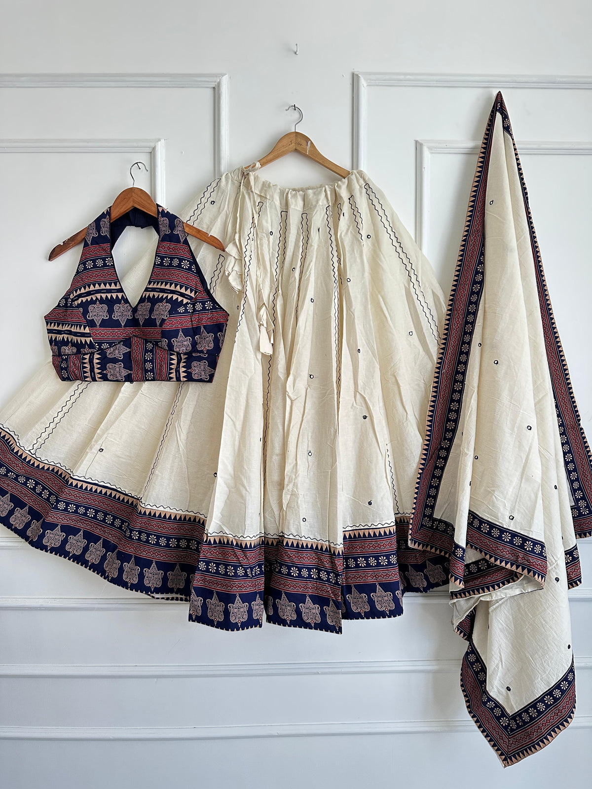 Navaratri Special Ajrakh Cotton Mirror Work Chaniya Choli