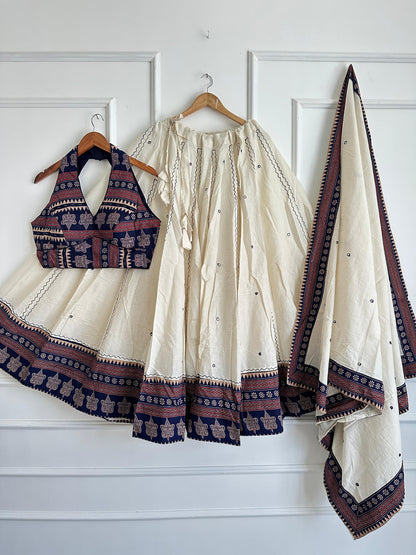 Navaratri Special Ajrakh Cotton Mirror Work Chaniya Choli
