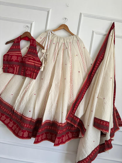 Navaratri Special Ajrakh Cotton Mirror Work Chaniya Choli