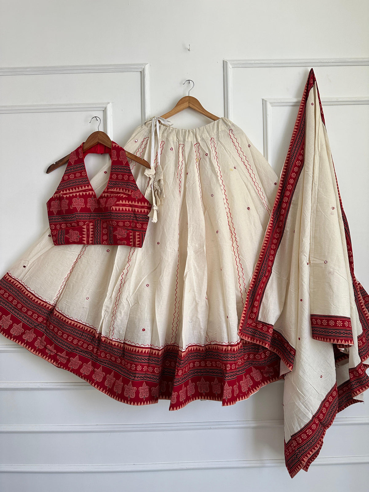 Navaratri Special Ajrakh Cotton Mirror Work Chaniya Choli
