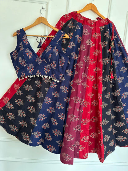 Navaratri Special Ajrakh Cotton Codi Lace Chaniya Choli