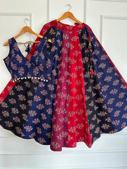 Navaratri Special Ajrakh Cotton Codi Lace Chaniya Choli