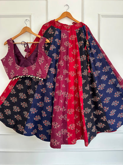 Navaratri Special Ajrakh Cotton Codi Lace Chaniya Choli