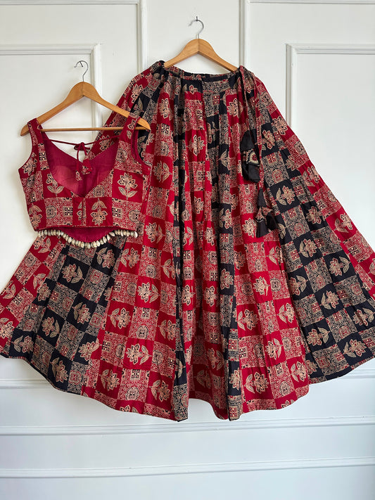 Navaratri Special Ajrakh Cotton Codi Lace Chaniya Choli