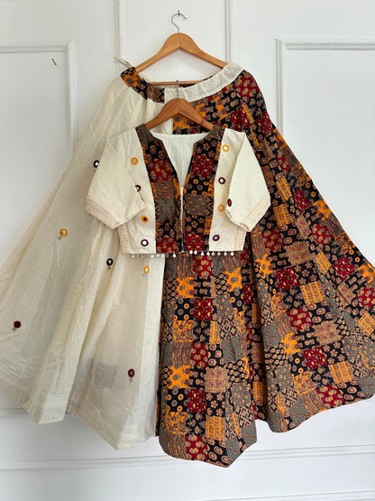 Navaratri Special Ajrakh Cotton Codi Lace Chaniya Choli