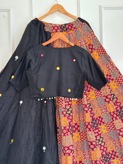 Navaratri Special Ajrakh Cotton Codi Lace Chaniya Choli