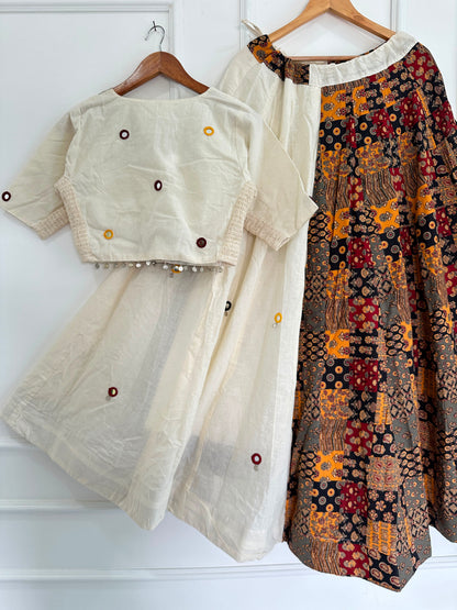 Navaratri Special Ajrakh Cotton Codi Lace Chaniya Choli