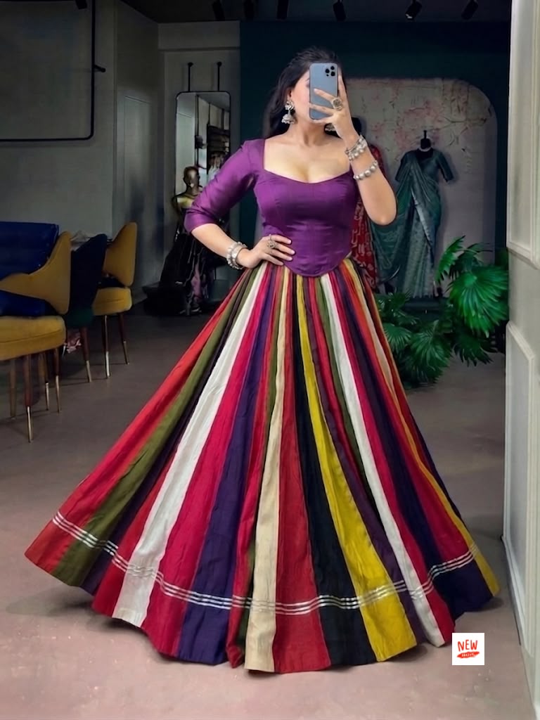 Navaratri Special Rayon Multi-Shaded Chaniya Skirt