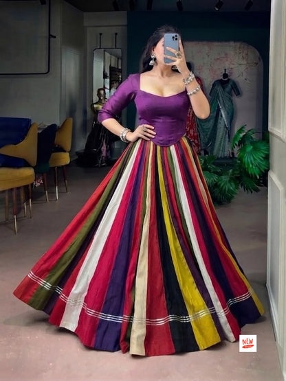 Navaratri Special Rayon Multi-Shaded Chaniya Skirt