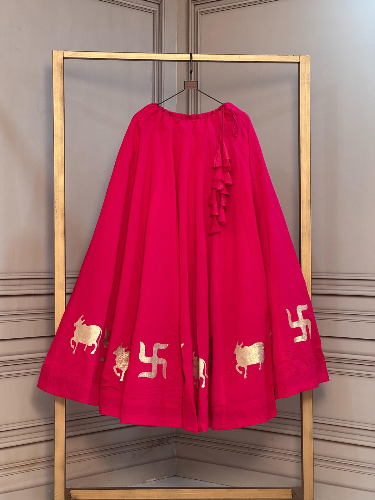 Navaratri Special Roman Silk Gotta Work Chaniya Skirt