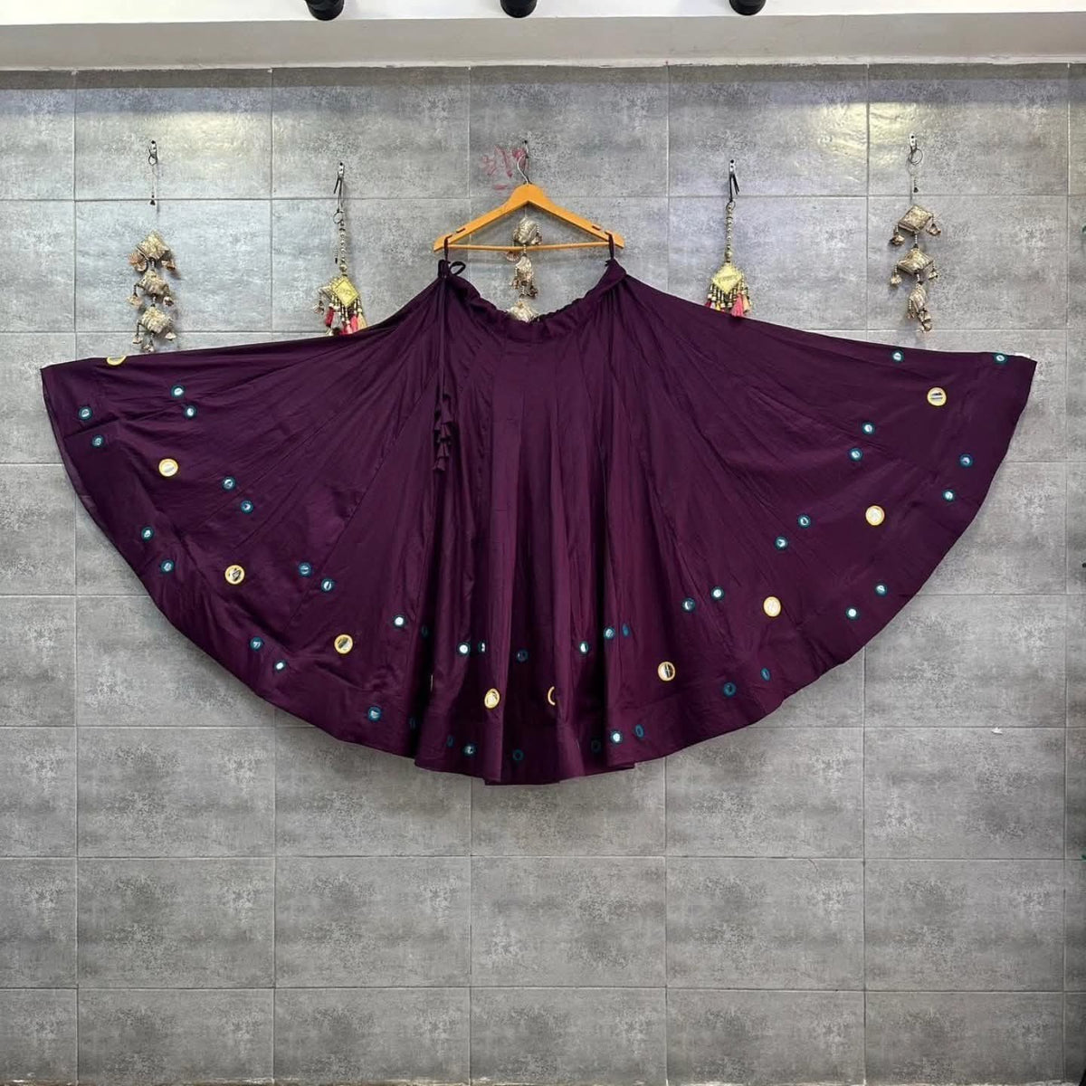 Navaratri Special Rayon Mirror Work Chaniya Skirt