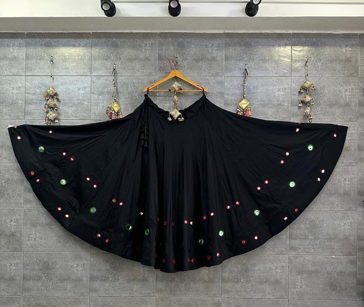 Navaratri Special Rayon Mirror Work Chaniya Skirt