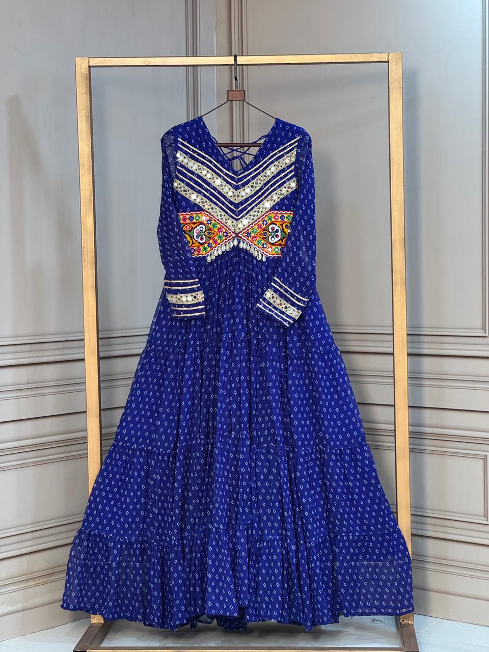 Georgette Readymade Kutch Work Anarkali Gown