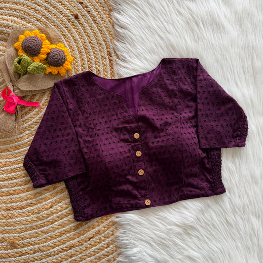 Stretchable Side Elastic Hakoba Cotton Readymade Blouse