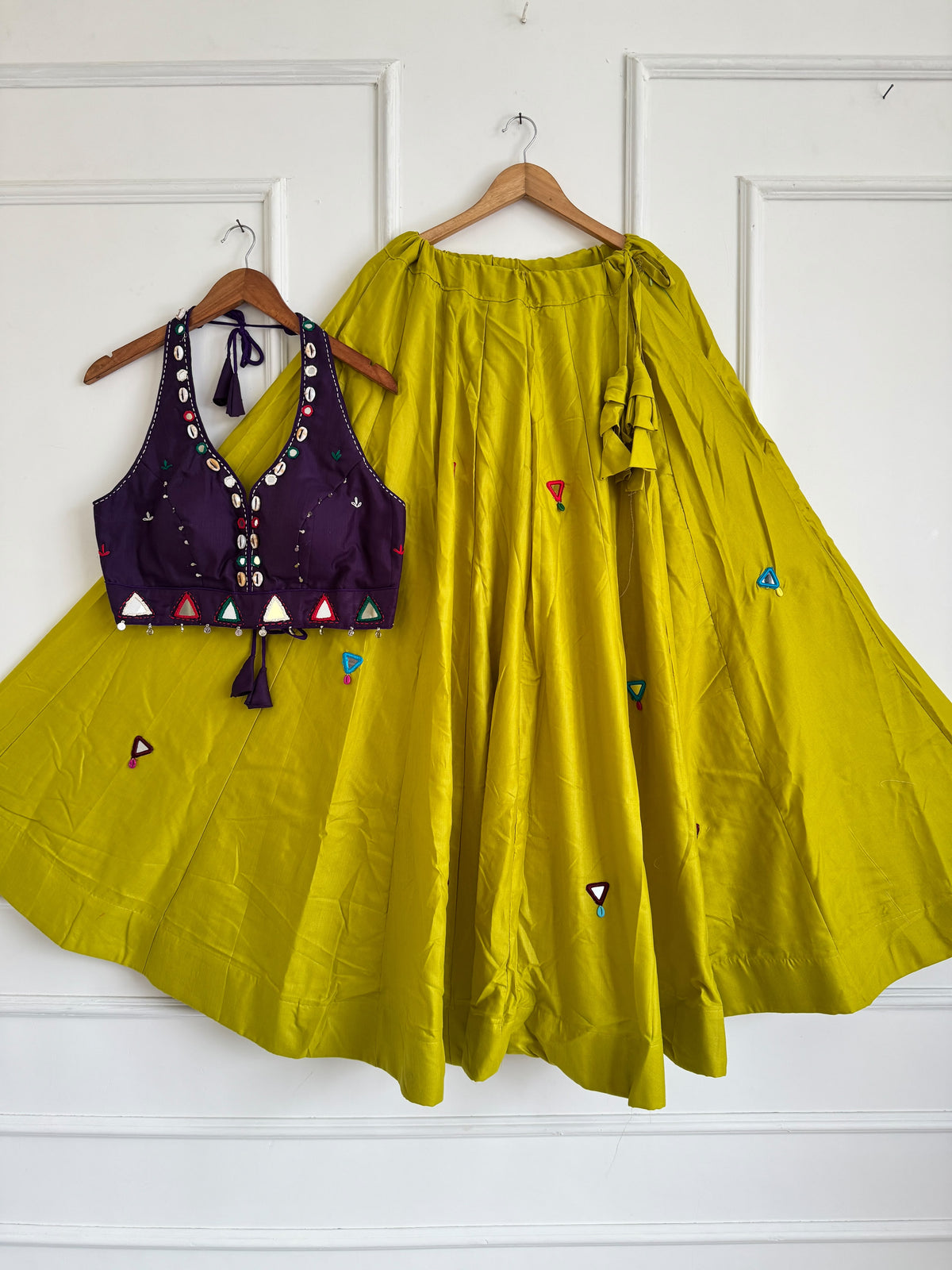 Navaratri Special Rayon Mirror Work Lehenga