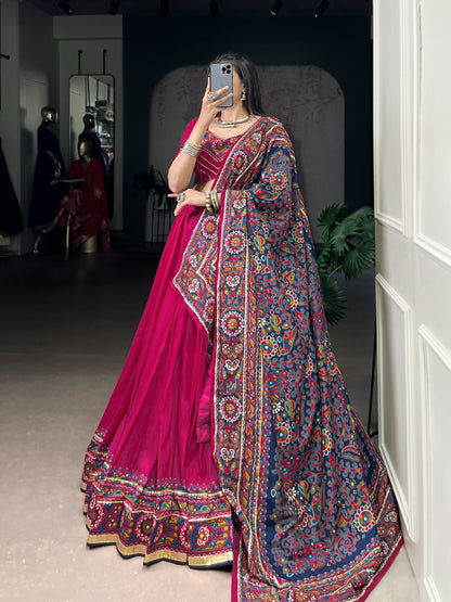 Navaratri Special Tussar Silk Gamthi Print Chaniya Choli