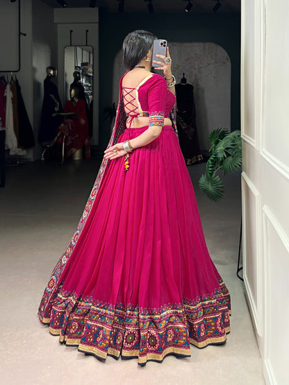 Navaratri Special Tussar Silk Gamthi Print Chaniya Choli