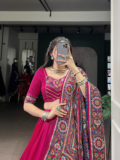 Navaratri Special Tussar Silk Gamthi Print Chaniya Choli