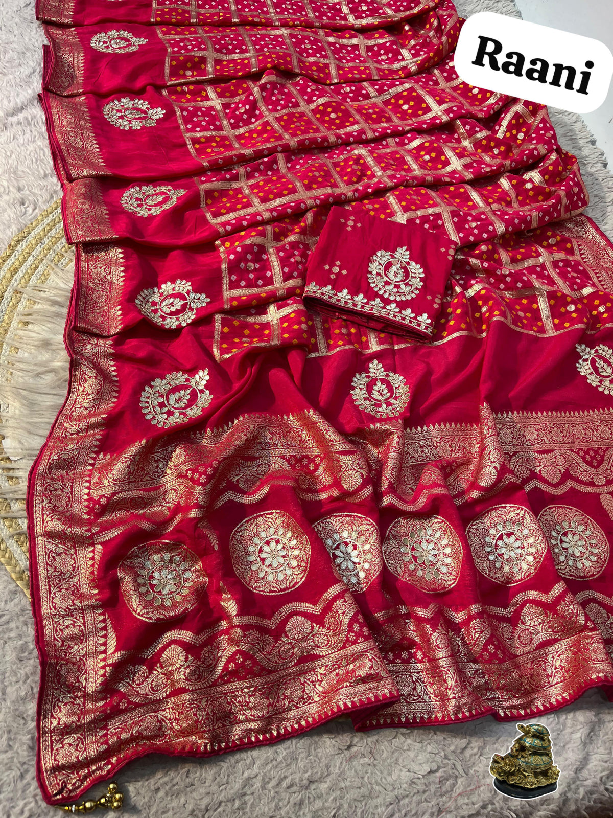 Viscose Dola Silk Weaving Saree with Gotta Work Blouse