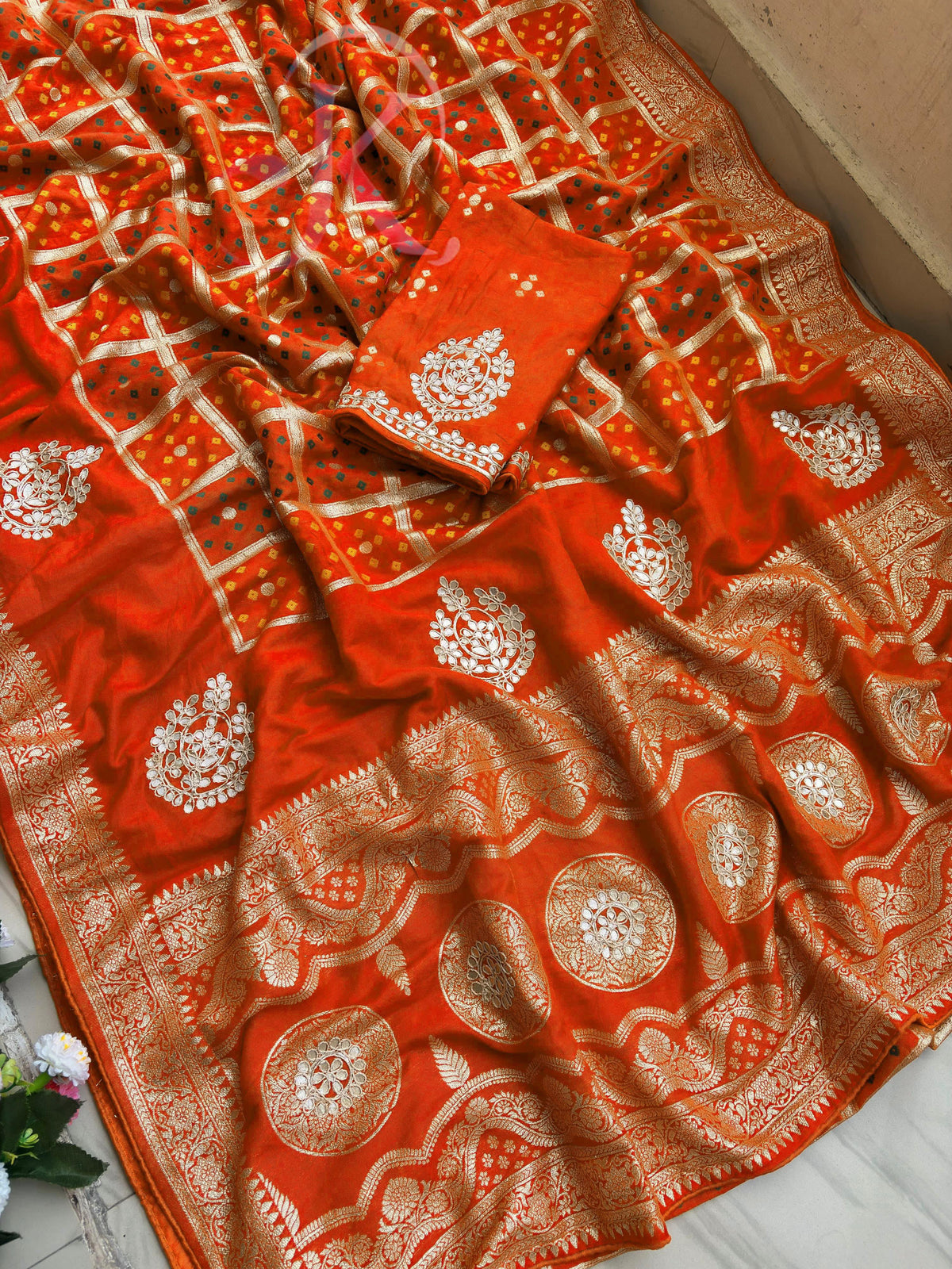 Viscose Dola Silk Weaving Saree with Gotta Work Blouse