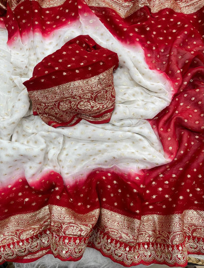Georgette Viscose Banarasi Saree with Sequence & Lace Border