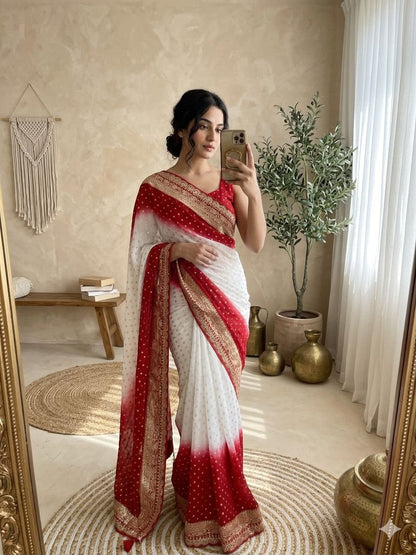 Georgette Viscose Banarasi Saree with Sequence & Lace Border