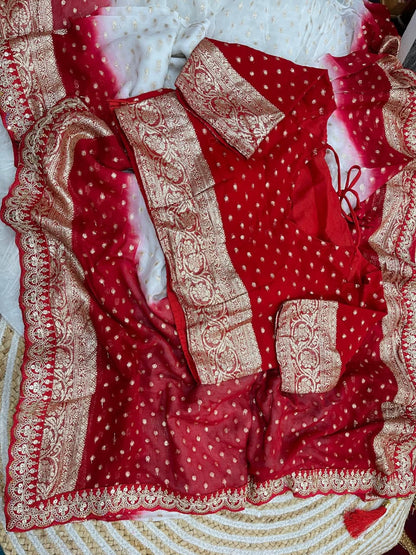 Georgette Viscose Banarasi Saree with Sequence & Lace Border