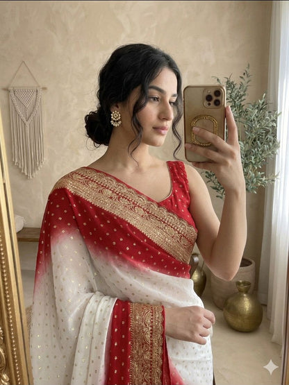 Georgette Viscose Banarasi Saree with Sequence & Lace Border