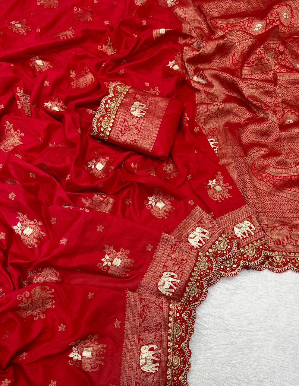 Durga Puja / Diwali Special Banarasi Dola Viscose Silk Weaving Saree