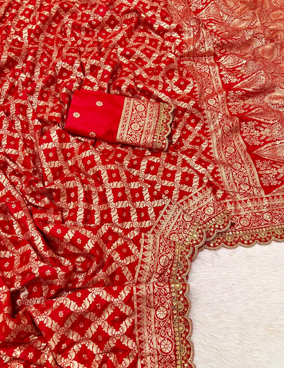 Durga Puja / Diwali Special Banarasi Dola Viscose Silk Weaving Saree