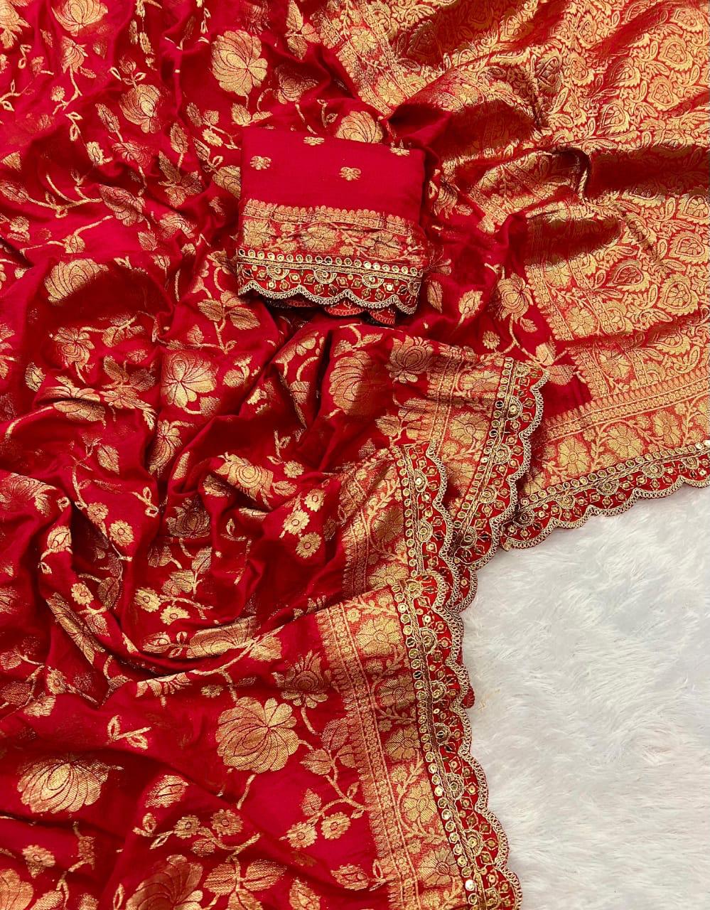 Durga Puja / Diwali Special Banarasi Dola Viscose Silk Weaving Saree