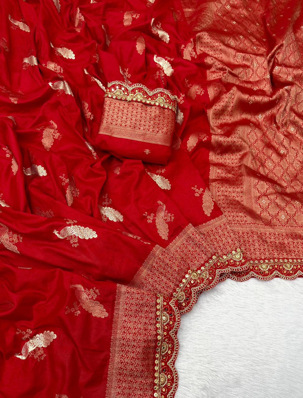 Durga Puja / Diwali Special Banarasi Dola Viscose Silk Weaving Saree