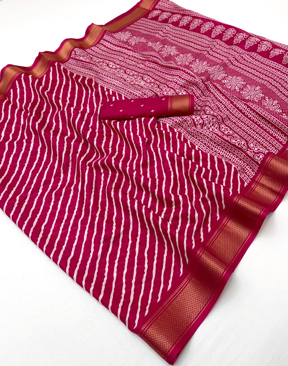 Semi Dola Silk Lehriya Saree