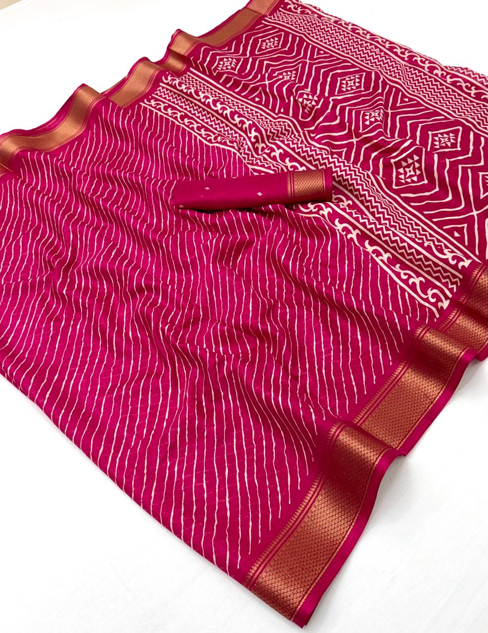 Semi Dola Silk Lehriya Saree