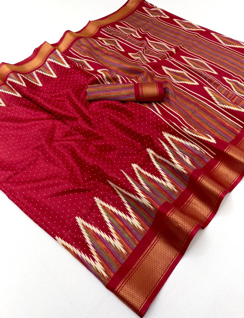 Semi Dola Silk Lehriya Sarees with Jacquard Weaving Borders