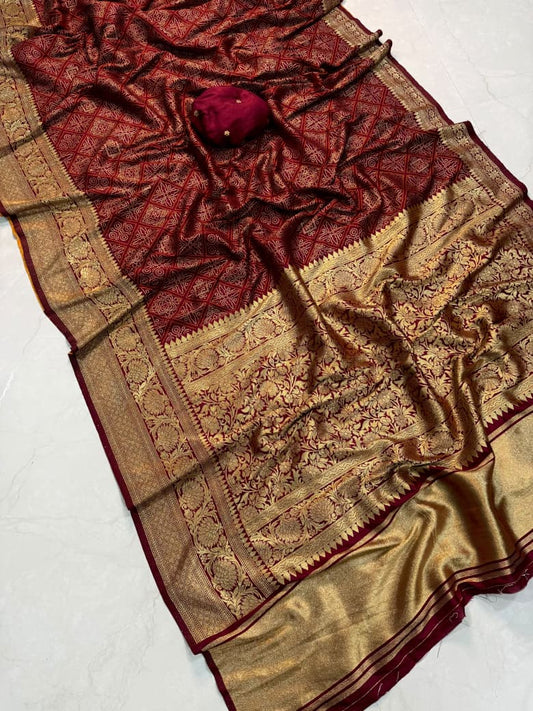 Marsh Chiffon Silk Bandhini Saree