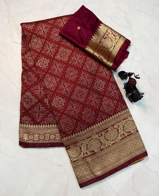 Marsh Chiffon Silk Bandhini Saree