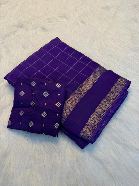 Viscose Georgette Zari Checked Saree Collection