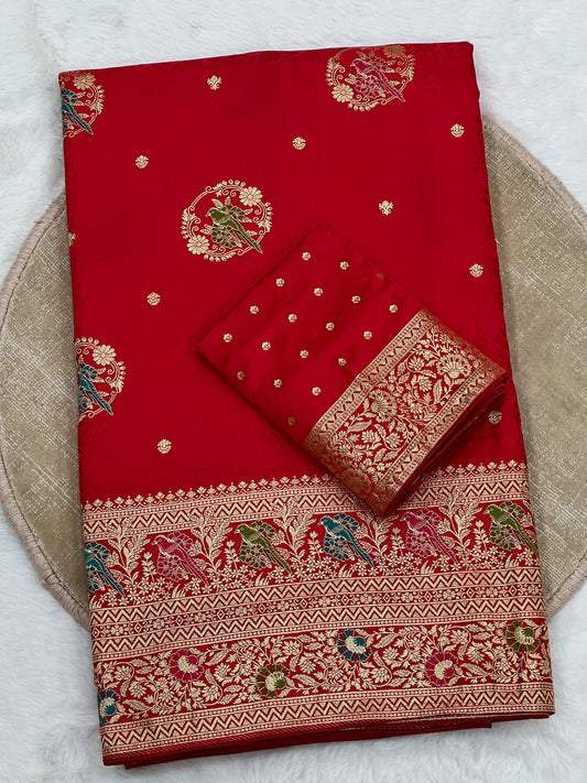 Dola Viscose Silk Sarees with Meenakari Zari Weaving