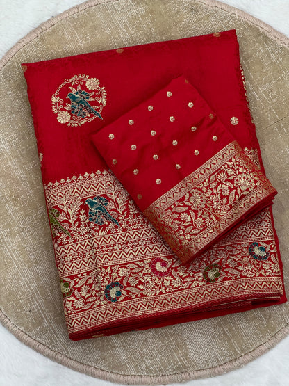 Dola Viscose Silk Sarees with Meenakari Zari Weaving